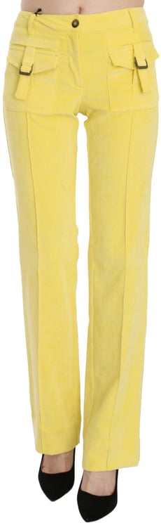 Just Cavalli Just Cavalli Yellow Corduroy Mid Waist Straight Trousers Pants