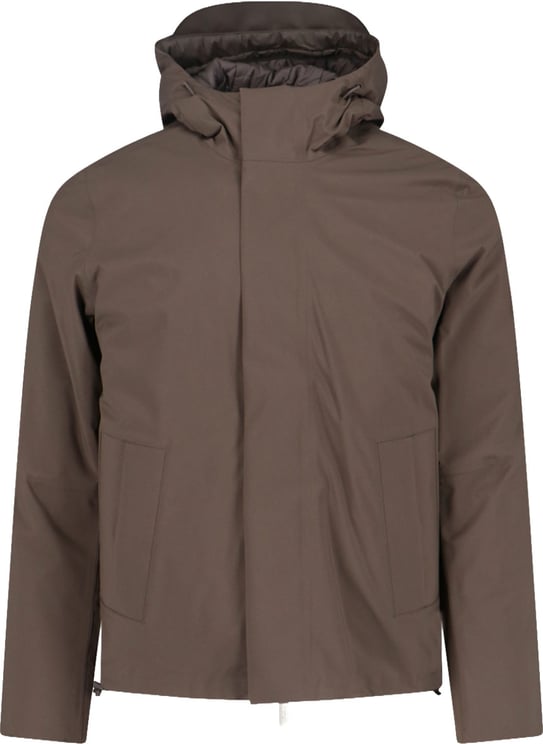 K-WAY Padded Brown Jacket with Drawstring Hood