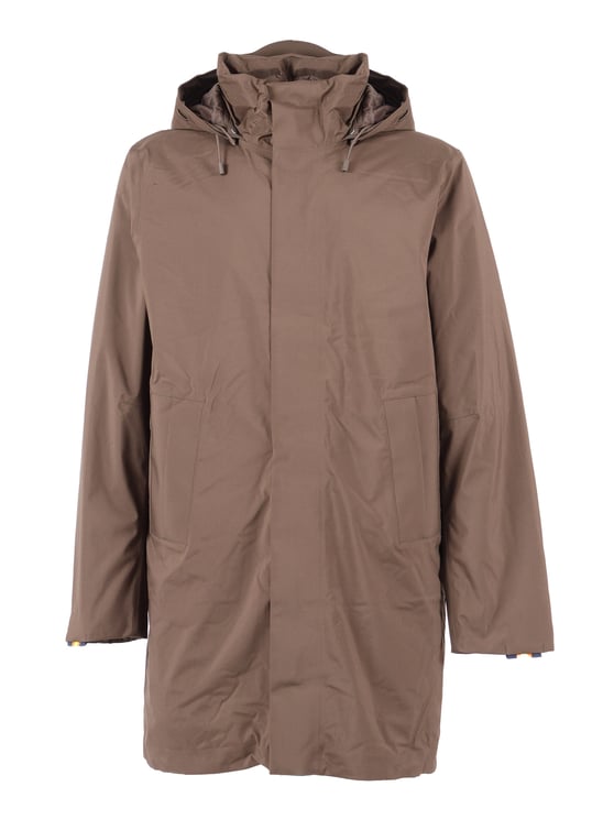 K-WAY Mid-Length Padded Jacket with Adjustable Hood and Concealed Closure