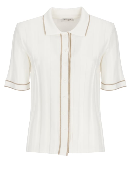 Kangra Ivory Cotton Lurex-Trim Polo Shirt