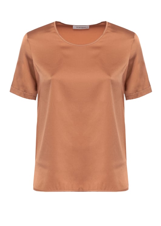 Kangra Bronze Silk Round Neck Top