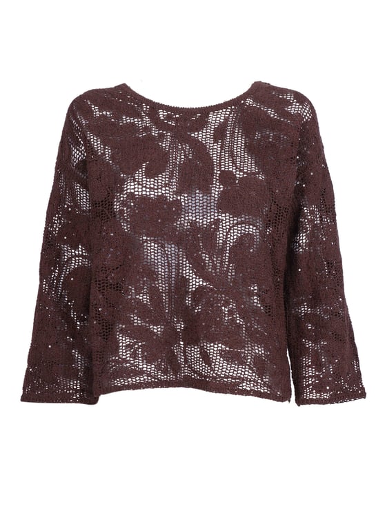 Kangra Cropped Open Knit Sequined Top