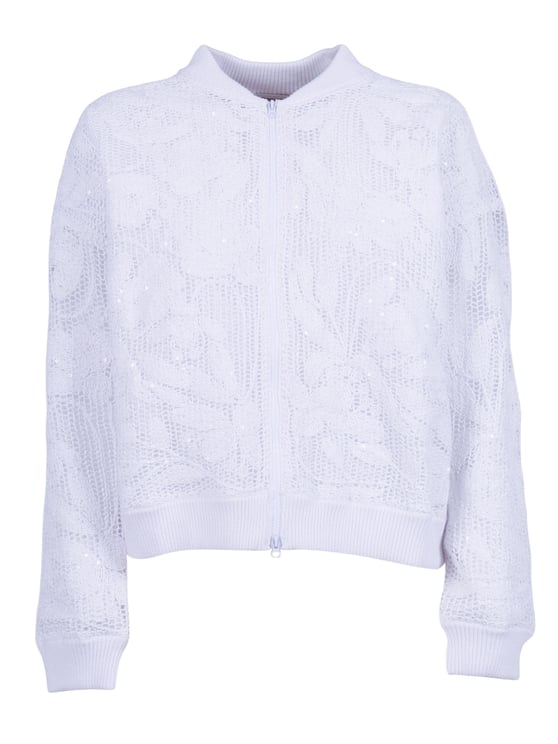 Kangra Lace Knit Sequined Bomber Jacket
