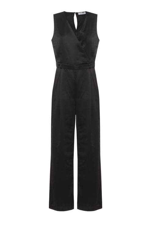 Kangra Tailored Black Jumpsuit With V-Neckline And Side Zip Fastening