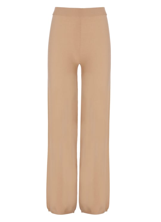 Kangra Beige Viscose Straight-Leg Pants