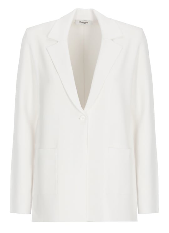 Kangra White Viscose Single Breasted Blazer