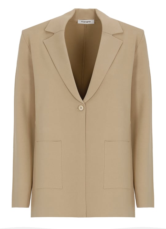 Kangra Beige Viscose Single Breasted Blazer