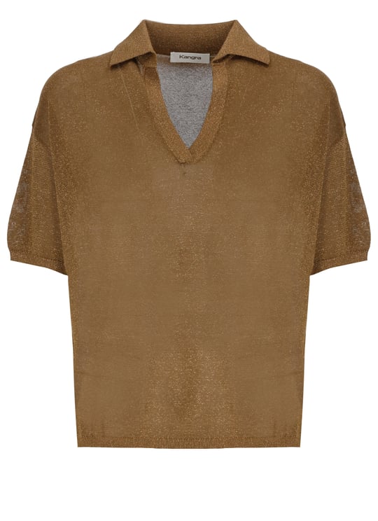 Kangra Bronze Lurex Viscose Polo Shirt