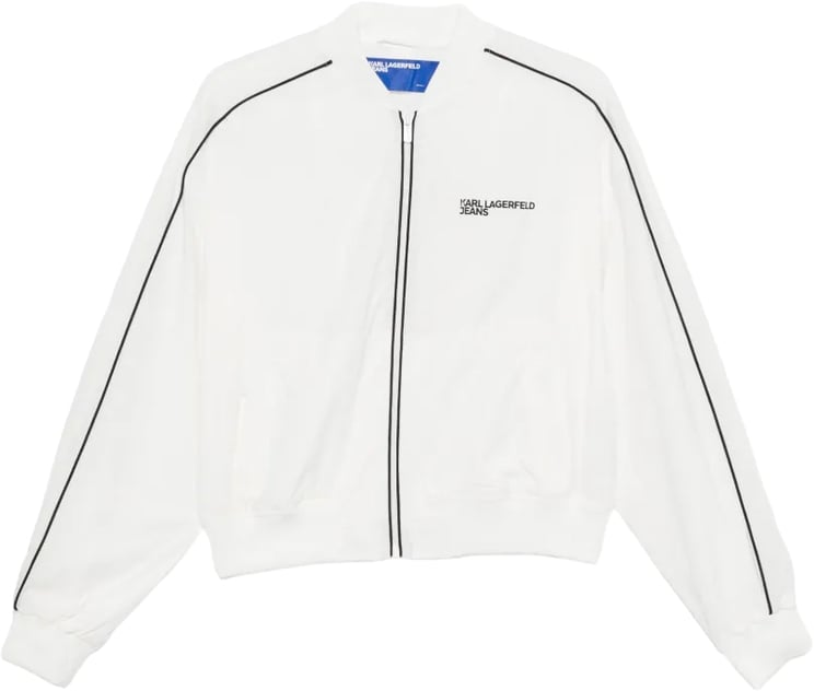 Karl Lagerfeld Cropped Bomber Jacket with Black Piping