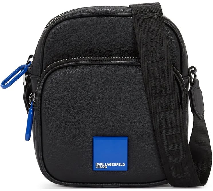 Karl Lagerfeld Textured Black Crossbody Bag with Branding