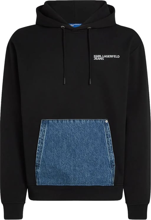 Karl Lagerfeld Hooded Sweatshirt with Denim Patch Pocket