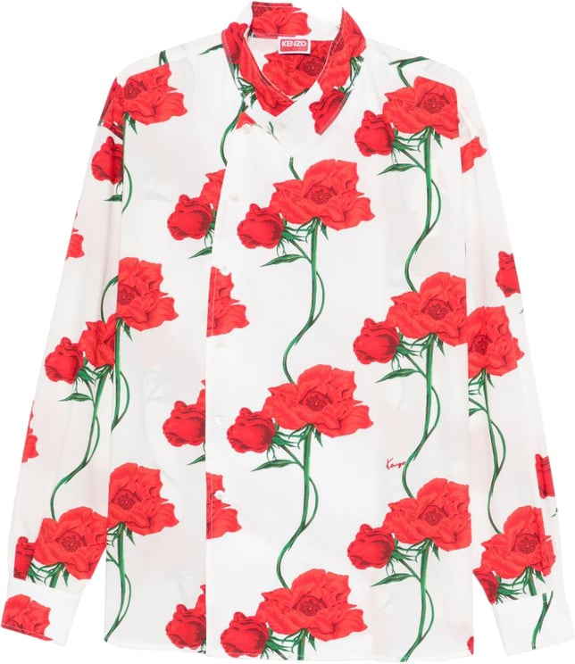Kenzo Floral Print Casual Shirt with High Collar
