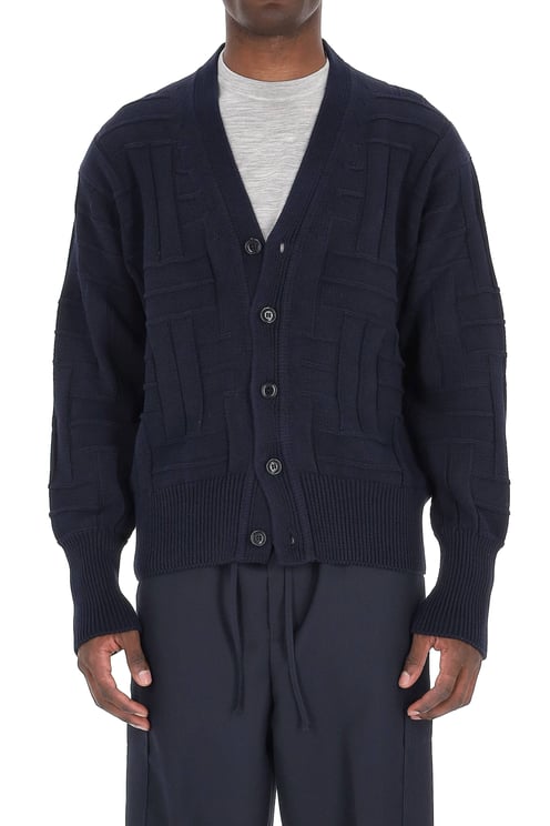 Kenzo Cropped Fit Weave Wool Cardigan