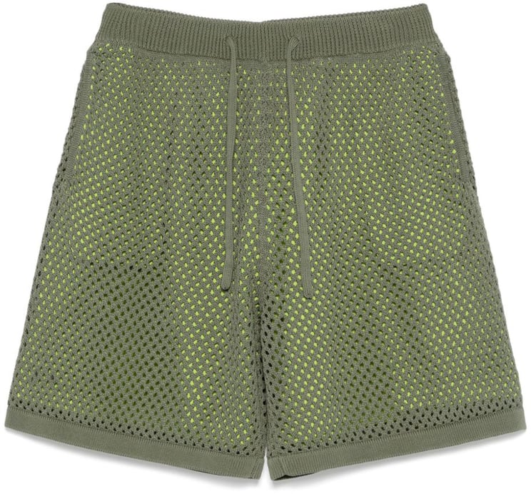 Kenzo Olive Green Mesh Overlay Shorts