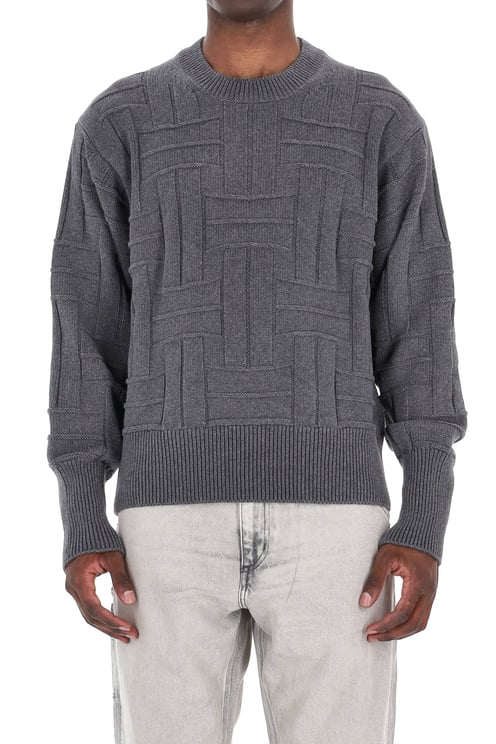 Kenzo Cropped Fit Weave Wool Crewneck Sweater