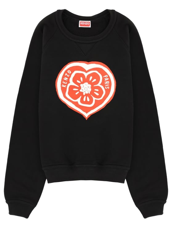 Kenzo Boke Heart Black Floral Hoodie Sweatshirt