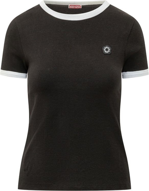 Kenzo T-shirt Aderente con Bordi a Contrasto e Logo