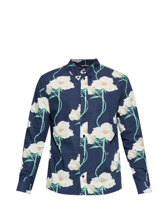 Kenzo Floral Print Button-Down Shirt With Silk