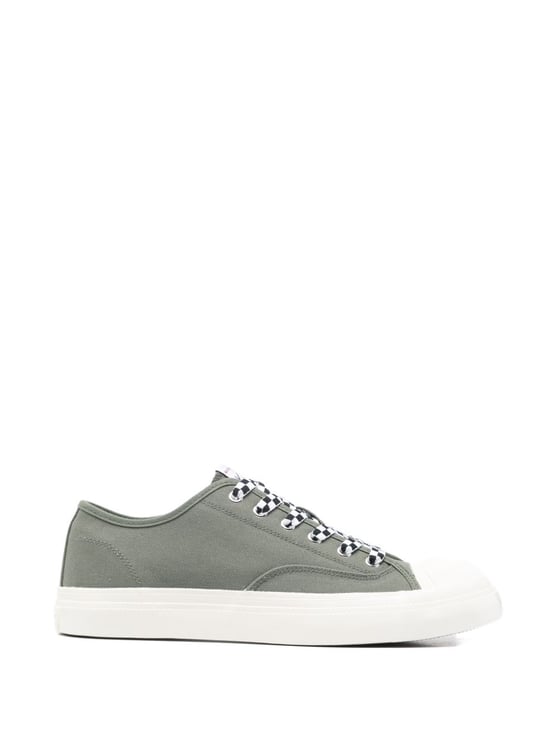 Kenzo Muted Green Silk And Nylon Low-Top Sneakers