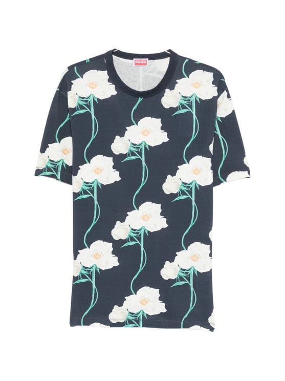 Kenzo Dark Blue Silk-Nylon Short-Sleeve T-Shirt