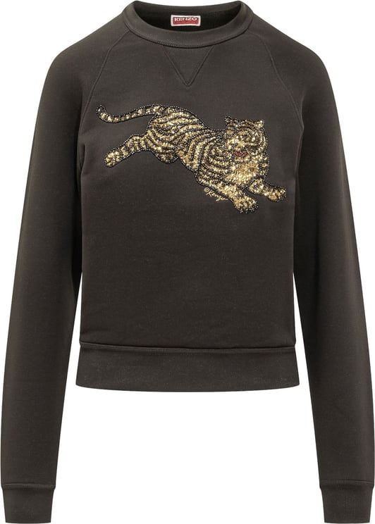 Kenzo Felpa Girocollo con Tigre Decorata
