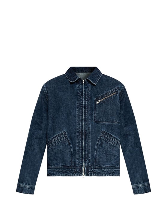 Kenzo Classic Minimalist Zip Front Denim Jacket