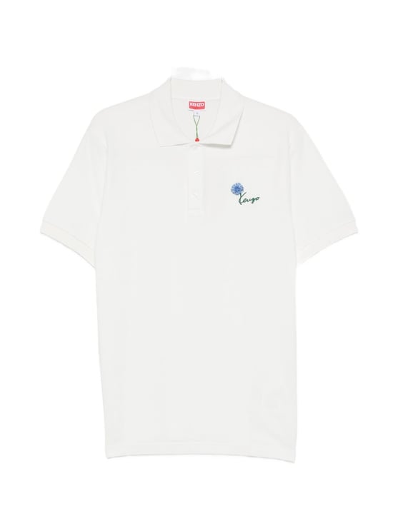 Kenzo Off-White Cotton Piqué Floral Polo