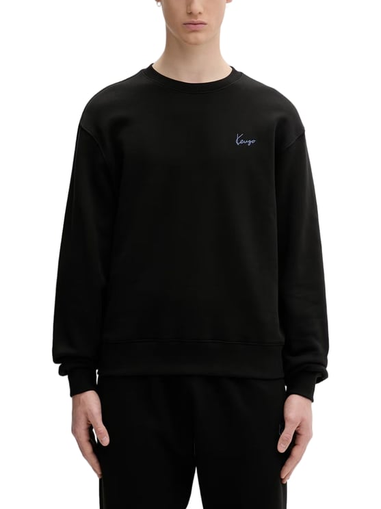 Kenzo Black Cotton Embroidered Logo Sweater