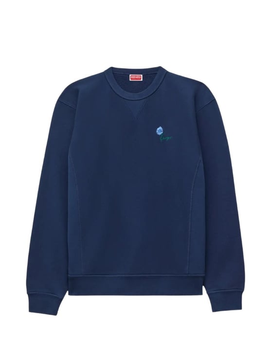 Kenzo Navy Blue Embroidered Crew Neck Sweatshirt