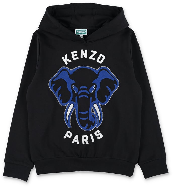 Kenzo Fleece Hoodie Elephant Nero