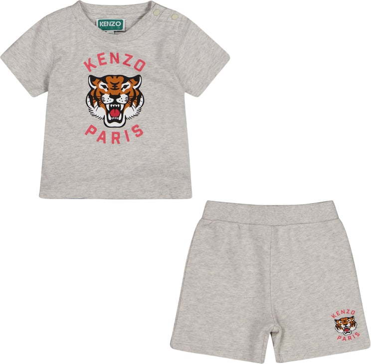 Kenzo Kenzo Kids Baby Jongens Setje In Grijs