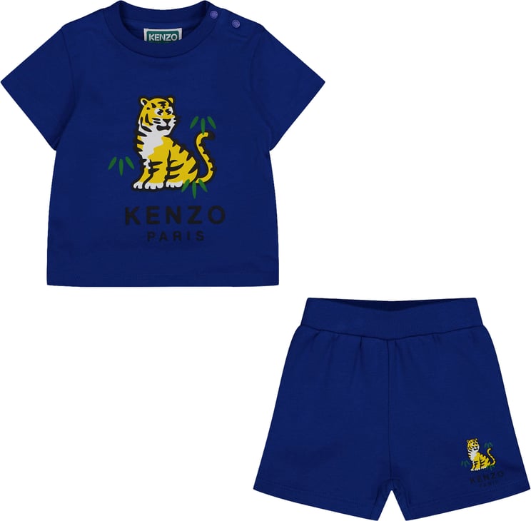 Kenzo Kenzo Kids Baby Jongens Setje In Cobalt Blauw