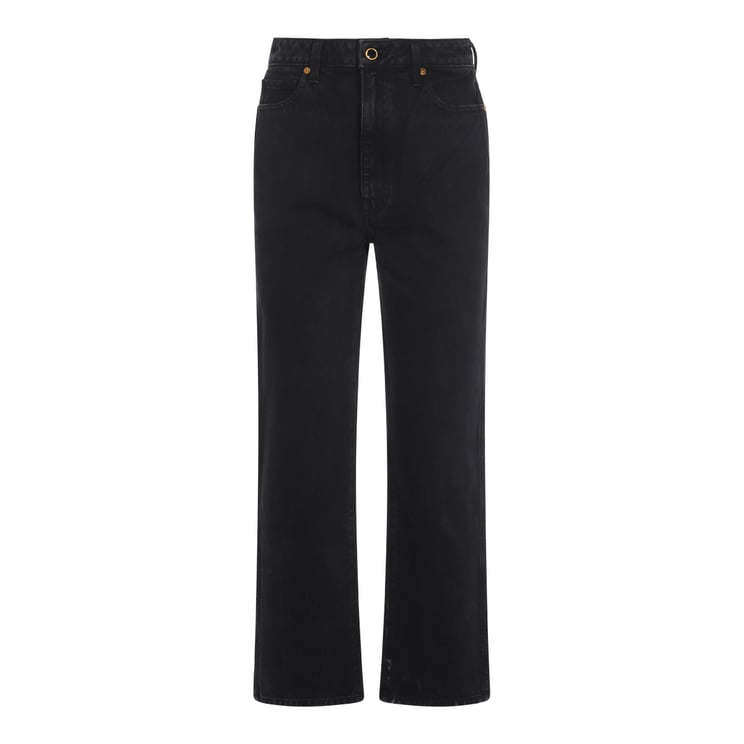 Khaite Straight-Leg High-Waist Black Denim Jeans with Classic Five-Pocket Styling
