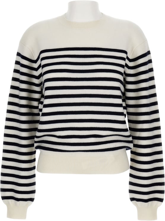 Khaite Striped Crew-Neck Sweater With Voluminous Sleeves