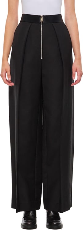 Khaite Straight Leg Pants With Pleat Detailing And Exposed Zipper