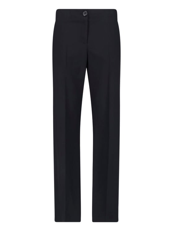 Khaite Black Virgin Wool Mita Straight-Leg Pants