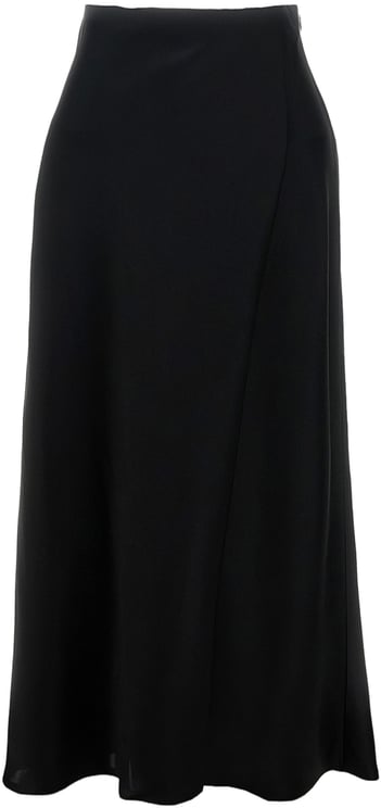 Khaite Flared Black Maxi Skirt with Invisible Zip Closure