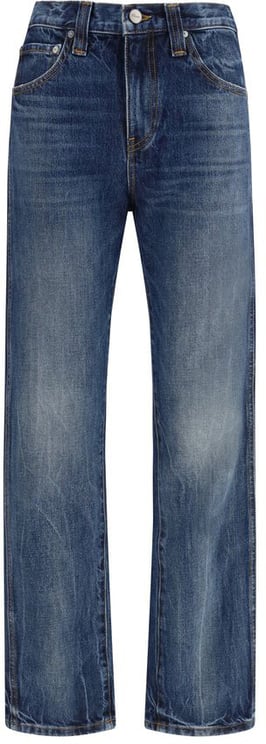 Khaite Khaite Blue Cotton High-Waisted Jean