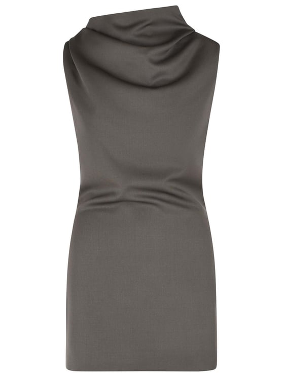 Khaite 'Astor' Mini Dress In Brown Virgin Wool