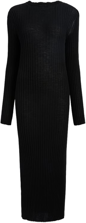 Khaite Ribbed Knit Midi Dress With Scalloped Edges