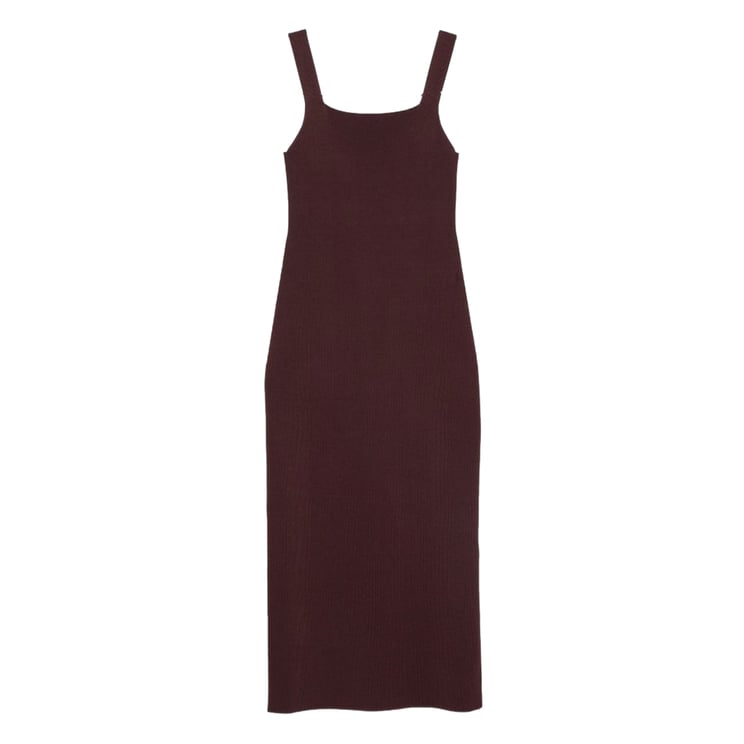 Khaite Square Neckline Full-Length Brown Dress