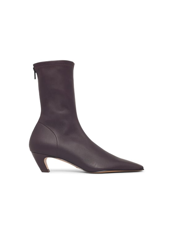 Khaite 'Arizona' Burgundy Leather Ankle Boots