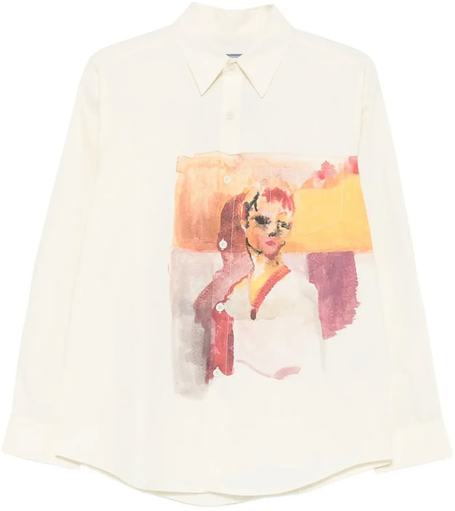 KidSuper Girl Painting Button Up Shirt White