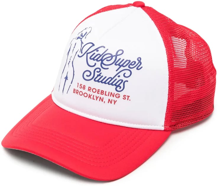KidSuper Puff Print Trucker Hat Red