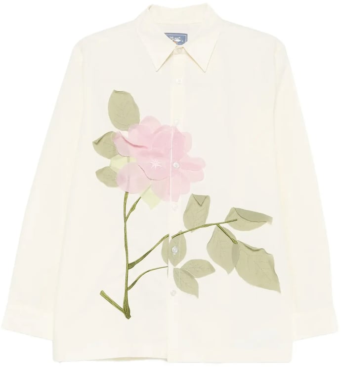 KidSuper Flower Applique Button Up Shirt White