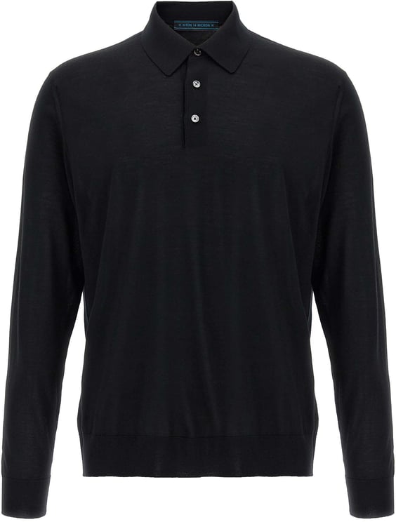 Kiton Kiton Black Wool Polo Shirt