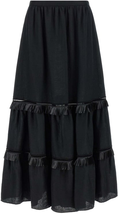 Kiton Kiton Black Linen Mini Skirt