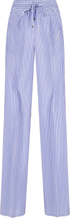 Kiton Light Blue Wide-Leg Striped Silk Trousers