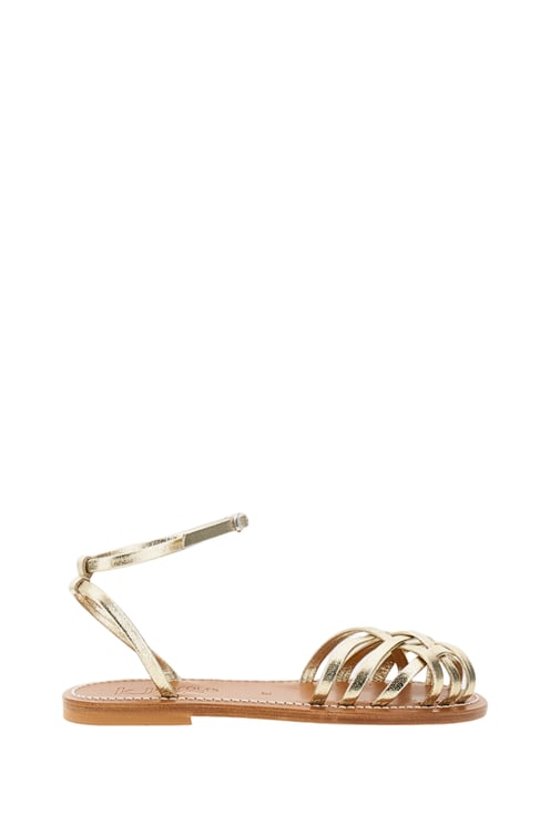 K.Jacques Gold Danaens Leather Cage Sandals