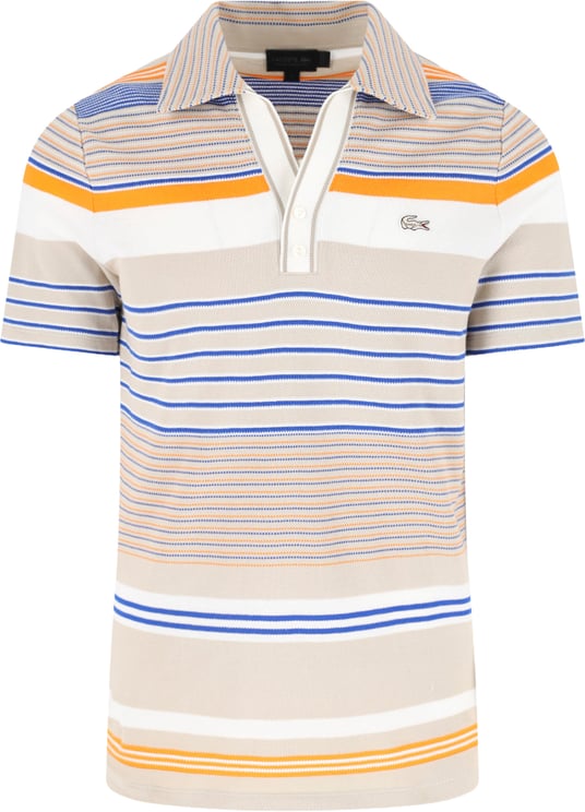 Lacoste Beige Piqué Cotton Multicolor Stripe Polo